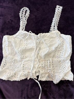 BLENCA | White Eyelet Lace Corset Tank Top XL